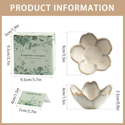 Mecaikru Ceramic Jewelry Tray, 3.5 in Flower Ring Dish with Gift Box & Card - color: grey
