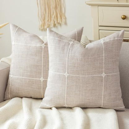 vctops Pack of 2 Rustic Lattice Throw Pillow Covers (Plaid Coffee,16"x16") - color: Plaid Coffee, size: 16" x 16" (Pack of 2)