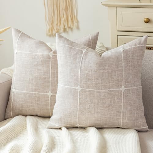 vctops Pack of 2 Rustic Lattice Throw Pillow Covers (Plaid Coffee,20"x20") - color: Plaid Coffee, size: 20" x 20" (Pack of 2)