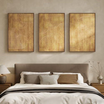 Framed 3D Wood Abstract Modern Textured Wall Decor Living Room, 24x36 Inch - color: Neutral