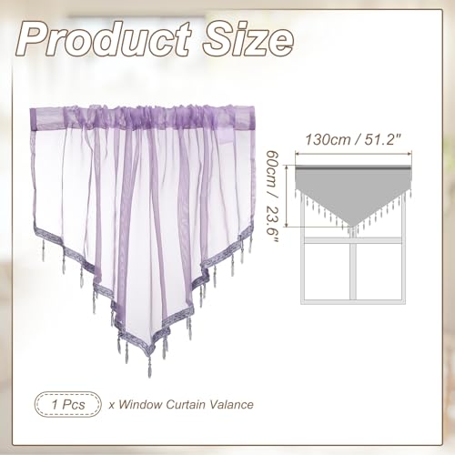 uxcell Window Valance, 51x24 Beaded Sheer Valance Curtains Light Purple - color: Light Purple