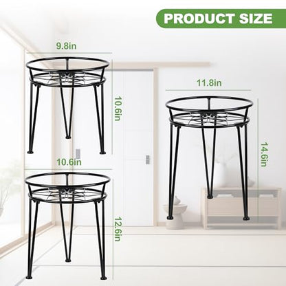 Metal Plant Stand, Plant Stand Indoor Outdoor, Metal Rustproof Flowers, Urban and Rustic Outdoor Plants Stands, Flower Pot Stand Suitable for Living Room, Balcony, Garden (3PCS,Black)