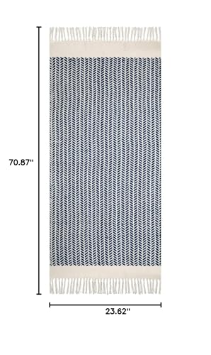 Lahome Boho Bathroom Runner Rug, 2x6 Washable Rugs for Kitchen Hallway - color: Navy Blue, size: 2' x 6' (Runner)
