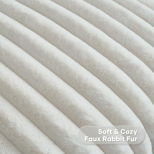 FUTEI Pack of 2 Faux Fur Throw Pillow Covers 18x18 Inch, Cream White - color: Cream White, size: 18" x 18" (Pack of 2)