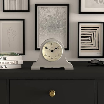 JONES CLOCKS® Speakeasy Small Mantel Clock | Napoleon’s hat Design | Gray - color: Cloud Grey