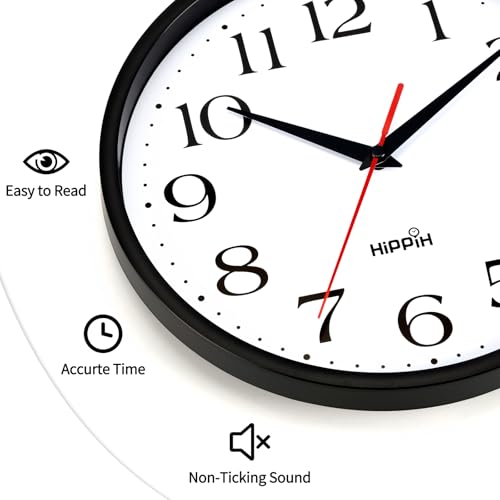 HIPPIH 10 Inch Wall Clock, 2Pack Silent Non Ticking Battery Operated Clocks - color: With Red Second Hand, size: 10 inches