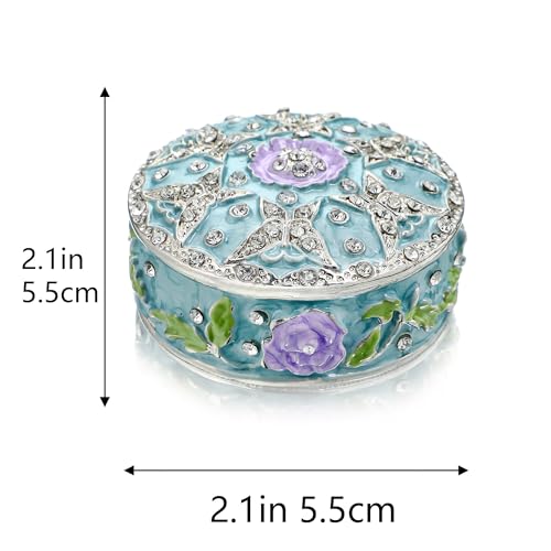 YU FENG 2.1 Inch Vintage Round Trinket Box Hinged Jewelry Ring Holder - style: Round