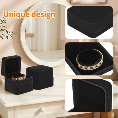 KUKUVR 4 Pcs Velvet Bracelet Gift Box, Jewelry Storage Holder Case for Bangle Anklet beaded bracelet Birthday Anniversary, Gift for Women (Black) - color: Black
