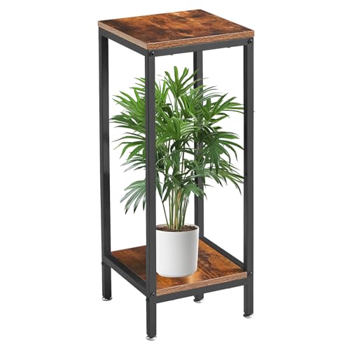 IBUYKE 30 Inch Tall Plant Stand Indoor, 2 Tier Wood Flower Stand, TMJ071H - color: Rustic Brown-Square