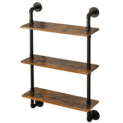 IBUYKE 3-Tiers Industrial Pipe Shelves, Pipe Floating Shelves RF-TM003 - size: 3 Tier