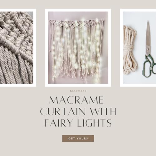 Macrame Wall Hanging Curtain Bohemian Style Room Décor, Special Events Wall Hanging Woven Tapestry Wall Art Boho Curtains with LED Fairy Lights (Tapestry + USB Strip Lights)