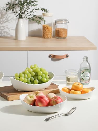Kanwone Fruit Bowl for Kitchen Counter - 2 Tier with No Assembly Gold Stand & White Ceramic Bowls, Tiered Fruit Basket for Storage, Vegetables, Cake Display, Party Serving & Home Decor - size: 2 Tier