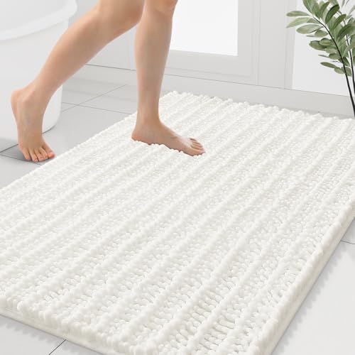 Smiry Bathroom Rugs 40X32, Extra Soft Rubber Backing Chenille Bath Mats - color: Ivory, size: 40'' X 32''