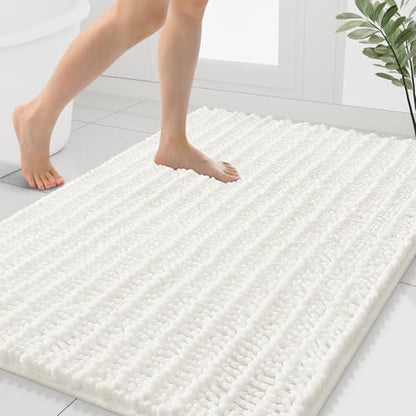 Smiry Bathroom Rugs 40X32, Extra Soft Rubber Backing Chenille Bath Mats - color: Ivory, size: 40'' X 32''