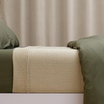PHF 100% Cotton Waffle Blanket Lightweight Breathable, Twin, Simply Taupe - color: Khaki/Simply Taupe, size: Twin(66" x 90")