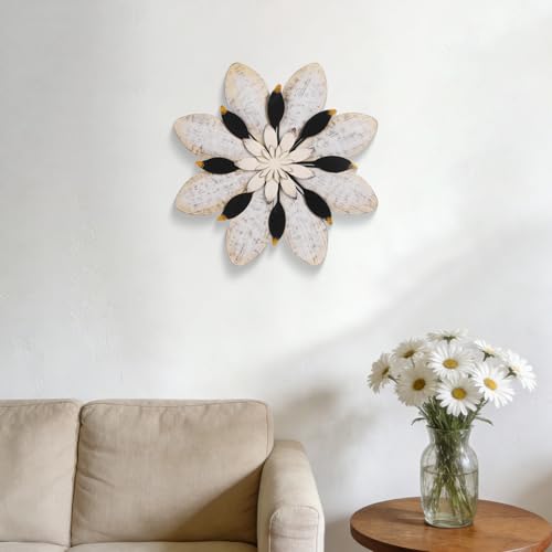Newinhome Flower Wall Decor Metal Art - color: Gray-white flower