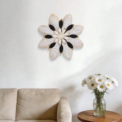 Newinhome Flower Wall Decor Metal Art - color: Gray-white flower