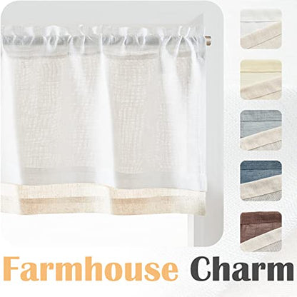 jinchan Kitchen Valance Curtain Double Layers, 50x16, 1 Panel, White - color: Double Layer | White, size: 50"W x 16"L (Pack of 1)