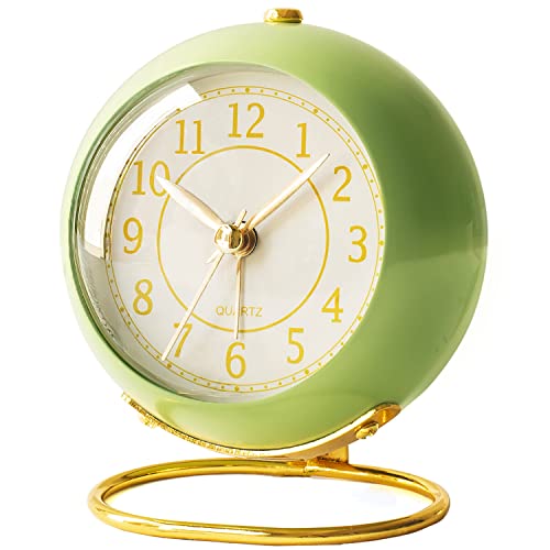 AYRELY® Battery Operated Analog Desk Alarm Clock with Light, Table Clock - color: Saga Green