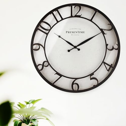 Presentime 21" Farmhouse Series Wall Clock - color: Oil Rubbed Bronze / Antique White, size: 21 inch