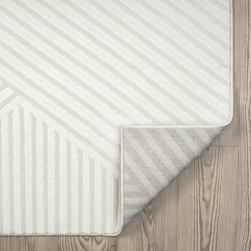 Abani Cream Area Rug for Living Room, Bedroom - Geometric Lines- 5 x 8 -Durable & Easy to Clean - color: Cream, size: 5' x 8' (Rectangular)