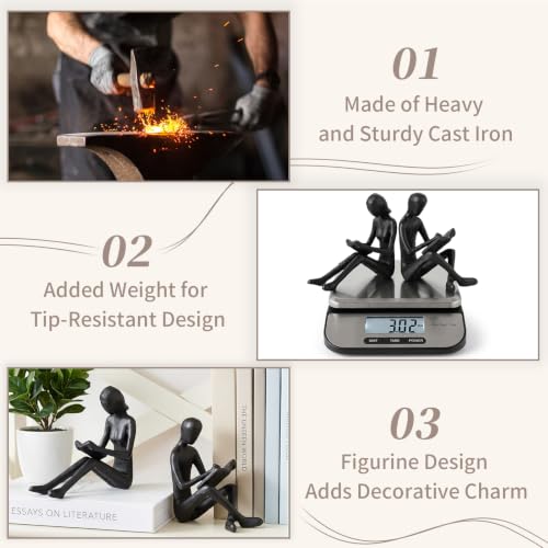 Sziqiqi Heavy Duty Bookends for Books: Decorative Book Ends for Shelves