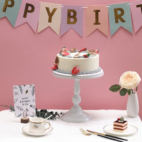 Set of 3 White Cake Stands, Metal Round Cake Holder Dessert Pie Pizza Display Stand 8" 10" 12" Serving Tray Decoration for Wedding Celebration Party Birthday Baby Shower - color: White