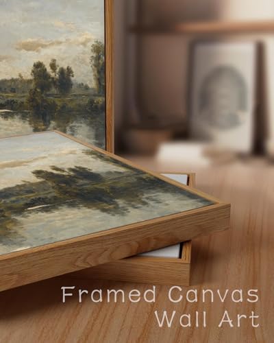 ZZLWBKGL Vintage Wall Art Framed Landscape Wall Art Moody Canvas Print - color: Vintage River, size: 10"L x 8"W