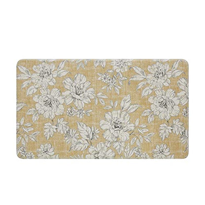 Laura Ashley – Anti-Fatigue Kitchen Mat | Iris Floral Design | Stain, Water & Fade Resistant | Cooking & Standing Relief | Non-Slip Backing | Measures 17.5” x 32”| Tawny Yellow Iris - color: Tawny Yellow, size: 32"L x 17.5"W x 0.47"Th