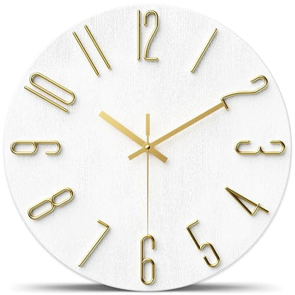 Wall Clock,Battery Operated,Modern Minimalist Design for Living Room, Office, Kitchen, Bedroom, and Bathroom - Silent Non-Ticking, Stylish, and Perfect for Any Room - White, 12 Inch