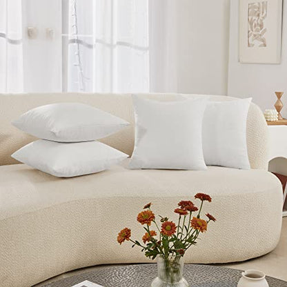 Deconovo Faux Linen Throw Pillow Covers for Sofa and Couch, Hidden Zipper - color: Linen Natural White, size: 18" x 18" (Pack of 4)