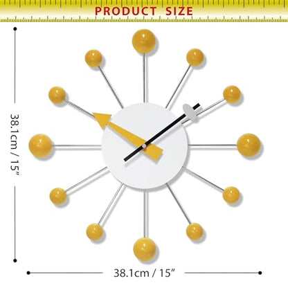 Infinity Instruments LTD. Orb Spoke Starburst Wall Clock, Saffron, 15" - color: Saffron