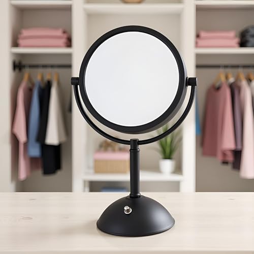 JERDON Tabletop Makeup Mirror with Lights - 1X/8X Magnification - Black 8.5" Vanity Mirror - Model HL8808BKL - color: Black