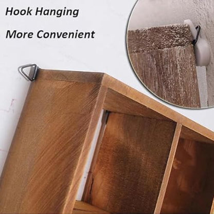 Shadow Box Display Shelf, Wall Mounted Wooden Rustic Floating Shelves, 9 Slot Freestanding Cabinet Display Case Organizer for Farmhouse Decor