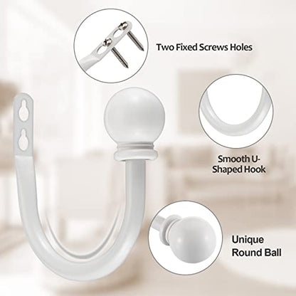 Sumnacon Curtain Holdbacks 4 Pcs Wall Mounted Curtain Tiebacks, White - color: White