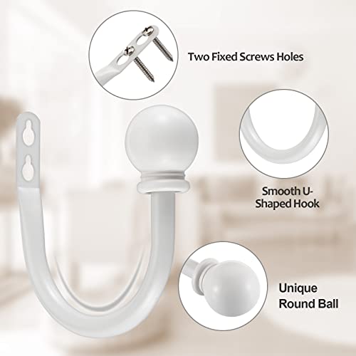 Sumnacon Curtain Holdbacks 4 Pcs Wall Mounted Curtain Tiebacks, White - color: White
