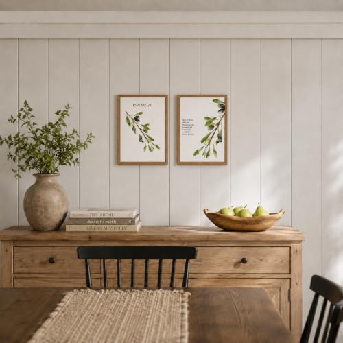 2Pcs Framed Psalm 52:8 Canvas Wall Art Scripture Botanical Deco 24x16 Inch - color: Olive branch, size: 24"L x 16"W