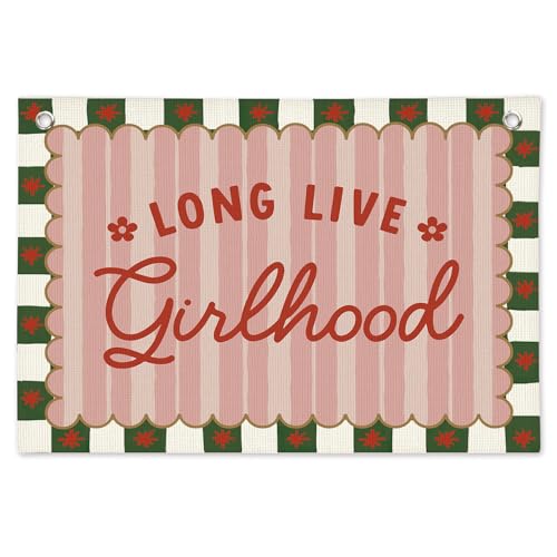 Pink Vintage Room Decor Linen Canvas Banner Wall Hanging Flag - color: Red