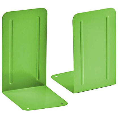 Acrimet Bookends for Shelves, Non-Skid Book Holder, Heavy Duty Book Stopper, Steel Metal Book Ends Storage for Home, Library, 6 7/8" H x 4" W x 4 1/2" D (Green Citrus) (1 Pair / 2 Pieces) - color: Green Citrus