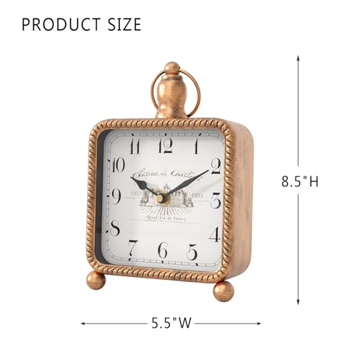 Vintage Gold Table Clock on Stand, Desk and Shelf Decor Clock - color: Gold