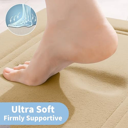 Cupic Cupid Memory Foam Bath Mat 24"×16", Non Slip Bathroom Rugs，Deep Khaki - color: Deep Khaki, size: 1'4" x 2' (16" x 24")