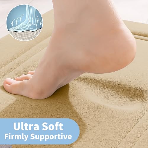 Cupic Cupid Memory Foam Bath Mat 20"×32", Non Slip Bathroom Rugs，Deep Khaki - color: Deep Khaki, size: 1'8" x 2'8" (20" x 32")
