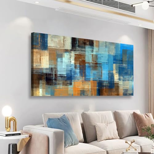 Colour Abstract Pictures Canvas Wall Art for Living room Office Bedroom Wall Decor,Abstract Wall Art Print Paintings Modern Cool Blue Yellow Artwork Waterproof Ready to Hang-20x40inch - color: Blue Yellow Abstract, size: 40"L x 20"W
