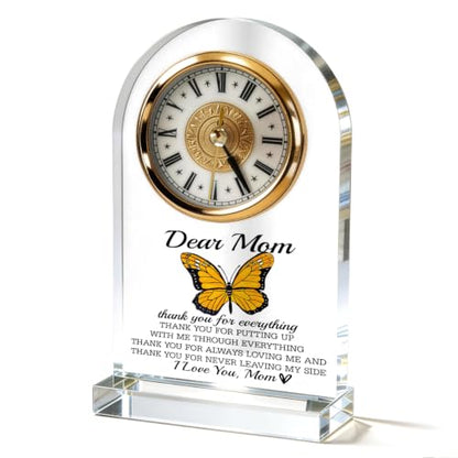 WKYAER Acrylic Desk Clock for Mom, Sentimental Keepsake with Heartfelt Message, Thank You Mom for Everything, Family Appreciation Gift, Mother's Day Birthday Gift from Daughter, 4.3 x 7.8 in - color: Gift 17