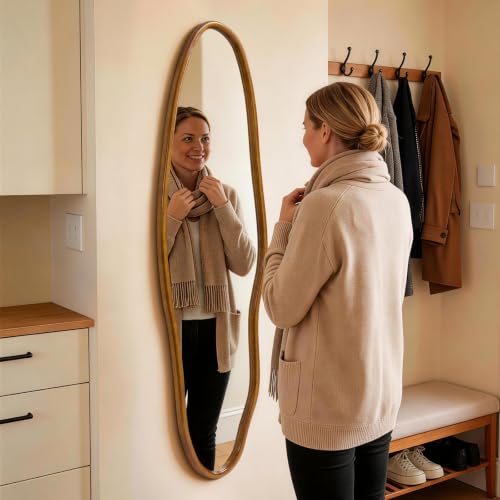Irregular Full Length Mirror, Modern Aesthetic Full Body Mirror - size: 63"L x 18"W