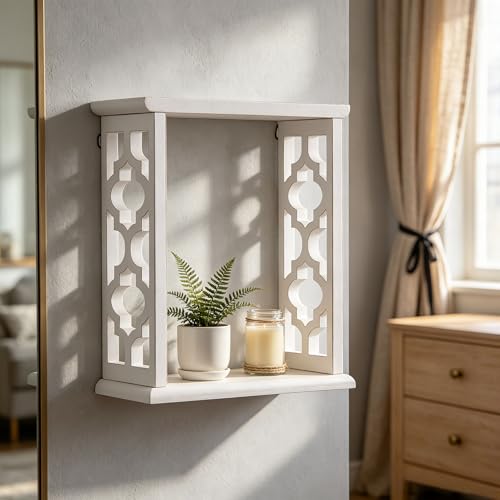 SOFE Small Cube Shelf Wall Mount, 12 Inch Floating Wooden Shelves