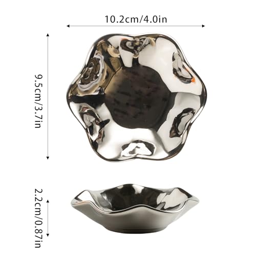 BEUNAIZER Jewelry Dish Tray, Ring Dish, Ceramic Trinket Tray, Key Bowl - color: silver