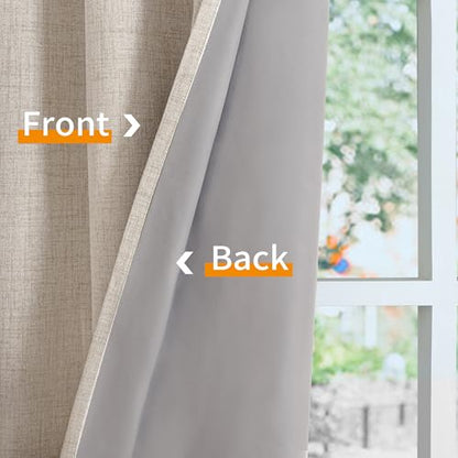 YoungsTex Oatmeal Linen Blackout Curtains 45 Inch Length for Bedroom - color: Oatmeal, size: 42"W x 45"L (Pack of 2)
