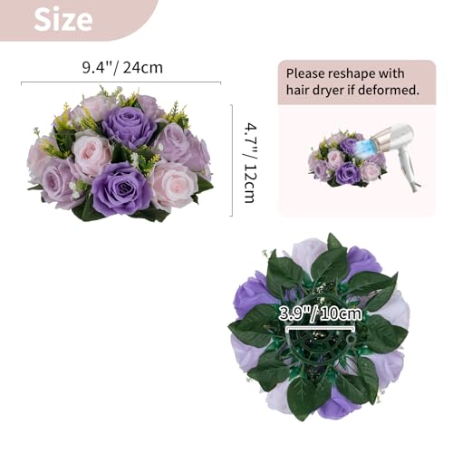 NUPTIO Artificial Flower Ball Centerpieces: Lilac & Purple & Pink Rose - color: Deep Purple & Light Purple & Light Pink, size: 2 Pcs