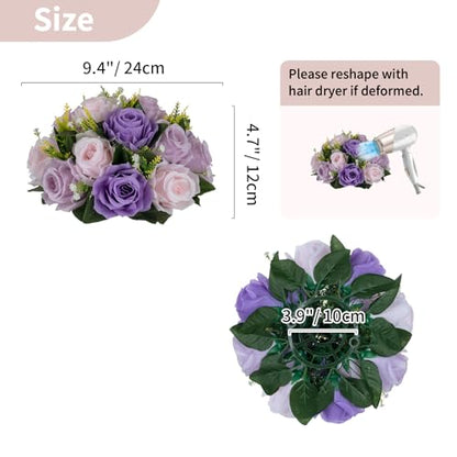NUPTIO Artificial Flower Ball Centerpieces: Lilac & Purple & Pink Rose - color: Deep Purple & Light Purple & Light Pink, size: 2 Pcs